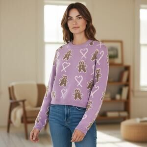 Pretty Little Thing Women's Holiday Christmas Gingerbread Cropped Sweater Size L